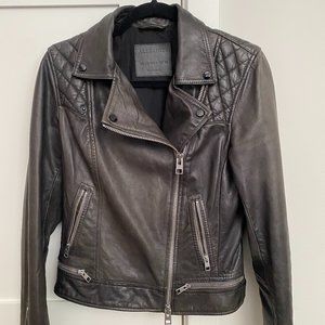 All Saints Conroy Leather Biker Jacket - Black - Excellent Condition Like New